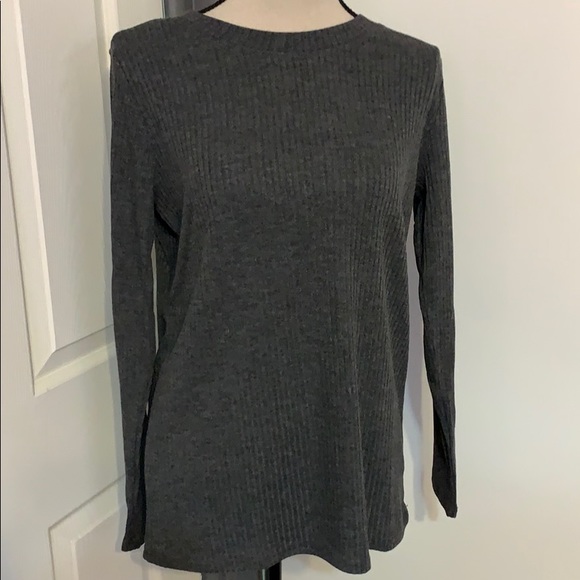 ❌DONATED❌Cherish Charcoal Gray Basic Ribbed Knit Top - Picture 4 of 9